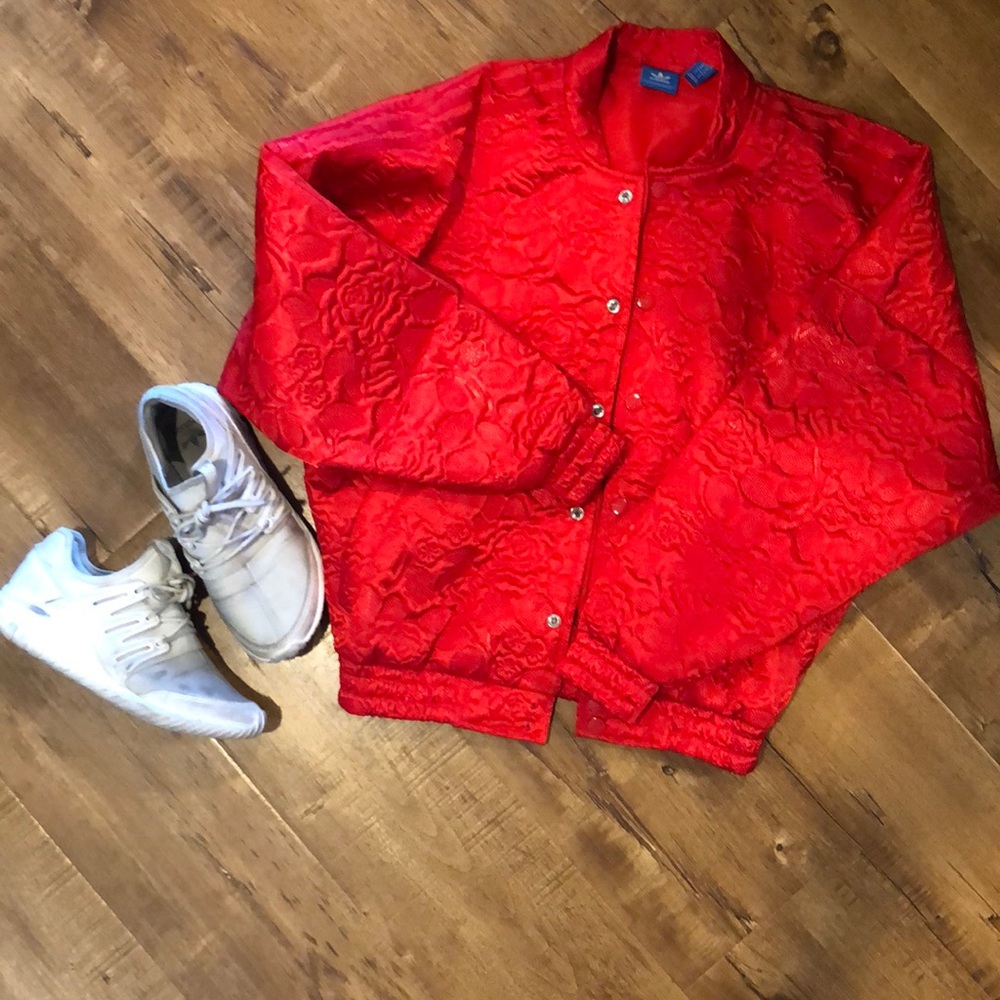 RARE Red Floral Jacquard Bomber ADIDAS Original
